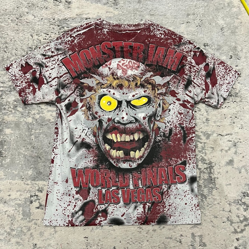 Vintage Zombie Monster Jam Las Vegas Truck Shirt Allover Print Size L Large